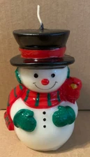Vintage Hallmark Unscented Snowman Candle 5" x 3" Made in Hong Kong