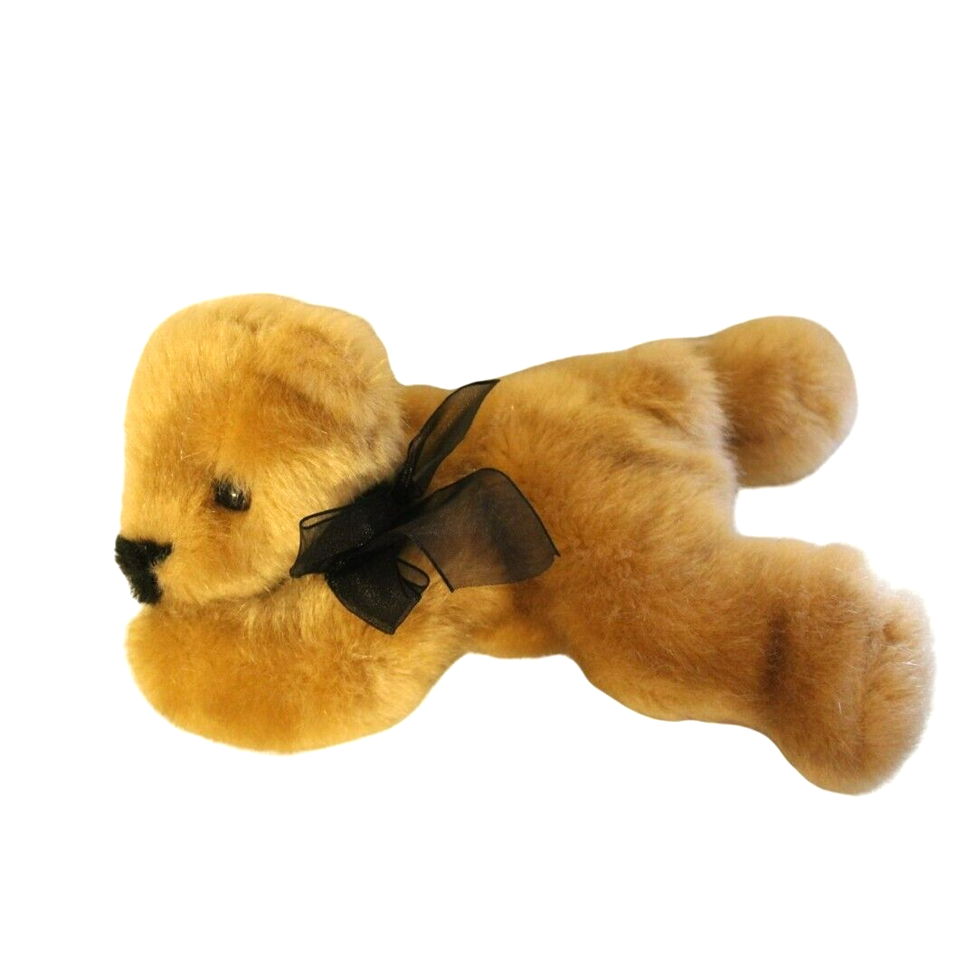 Brown Teddy Bear Plush with Black Bow Soft Stuffed Animal Toy