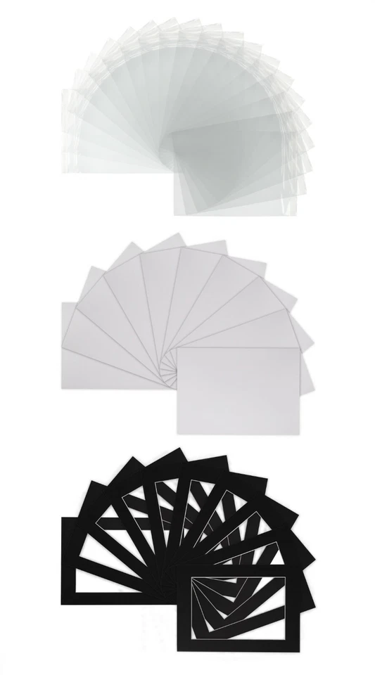 Monturas para fotos - Montaje en marco - Varios tamaños + respaldo, bolsos - negro