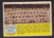 1958 TOPPS # 408 BALTIMORE ORIOLES team card rare version 203701