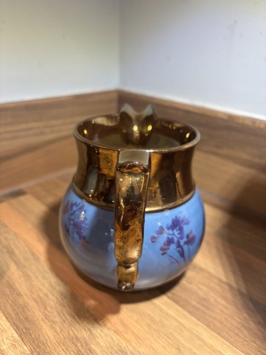 Antique Copper Lustre Jug with Blue & purple lustre painting X 5 - Picture 3 of 23