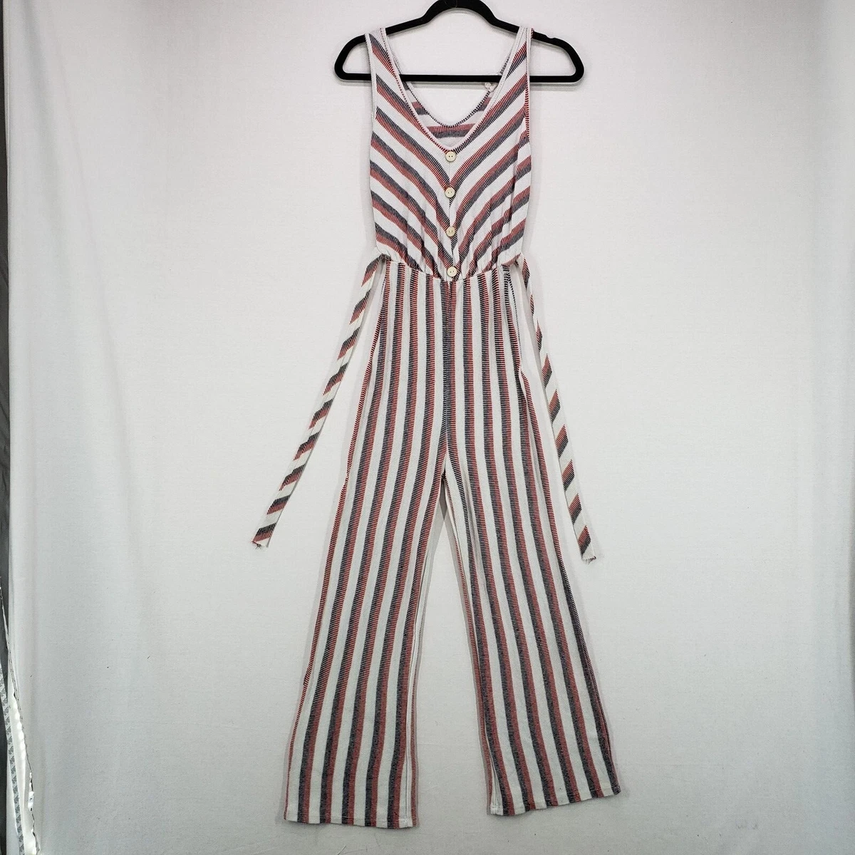 Caution to the wind striped jumpsuit sales