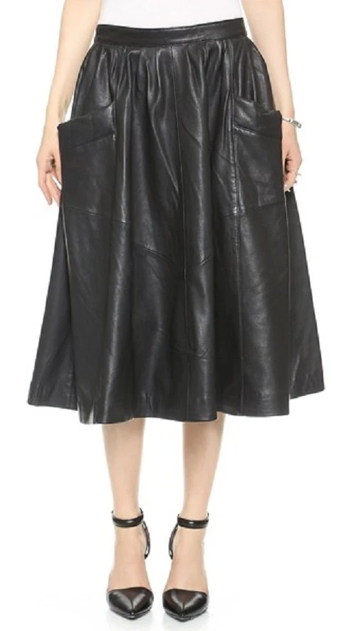 Long leather circle skirt cheap