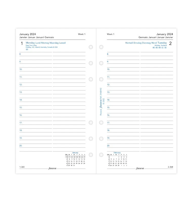 Filofax Ringbuch 24-68418 Kalendereinlage 2024 Personal Format 1Tag/Seite Planer - Bild 2 von 4