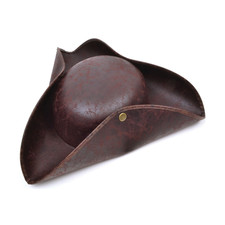 Mens Deluxe Tricorn Pirate Hat Ancient Look Brown Costume Accessory New