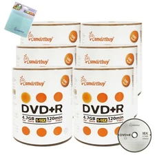 600 Smartbuy 16X DVD+R 4.7GB Logo Data Video Blank Disc + FREE Micro Fiber Cloth