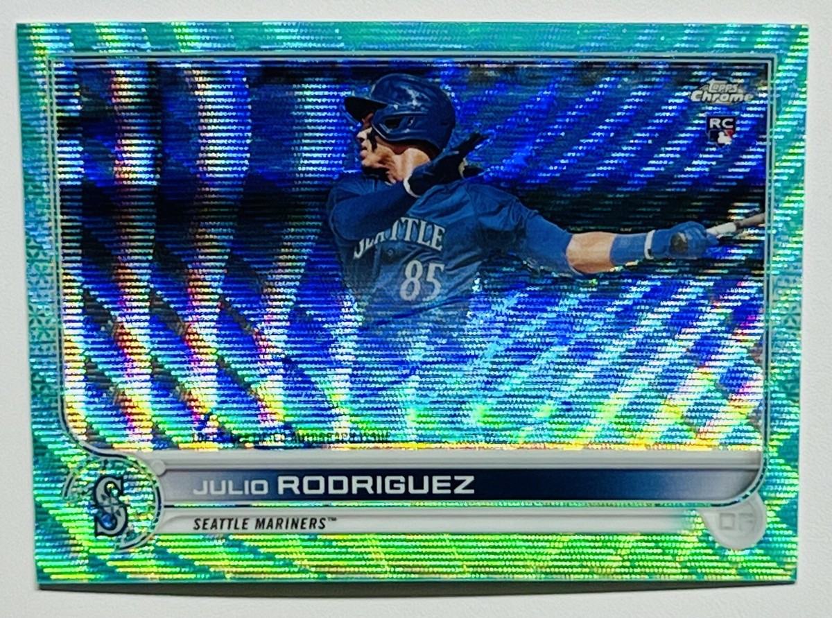 2022 TOPPS CHROME JULIO RODRIGUEZ /199 RC# RA~JRO AUTO AQUA WAVE 