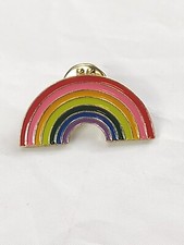 Gold Tone Rainbow Metal Enamel Lapel Pin Pride Pinback