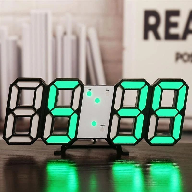 Reloj de Pared Digital LED 3D con Brillo de 3 Niveles Reloj Despertador Reposo Reloj de Mesa Foto 3 de 4