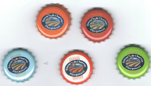 Lot 5 Capsules, Kronkeorken, Tappi, Bottle Caps, Belgian Beer Plough Tail