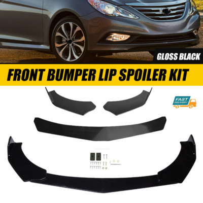 For Honda Civic Front Bumper Lip Spoiler Lower Splitters Glossy Black