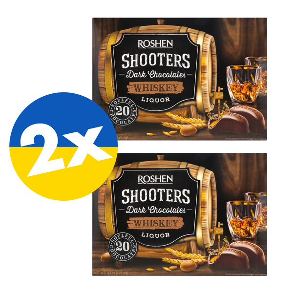 2x Caja WHISKY Roshen Shooters - Chocolate negro con centro líquido 300 g Ucrania