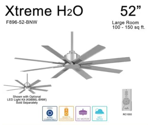 Minka Aire Xtreme H2O 52" Indoor/Outdoor Ceiling Fan, Brushed Nickel Retail $479 - Picture 5 of 5
