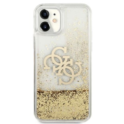 Guess iPhone 11 Hülle Case Cover 4G Big Logo Liquid Glitter Gold