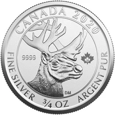 2020 CANADA $2 WOODLAND CARIBOU 3/4 oz Reverse Proof SILVER Coin - RARE LIMITED