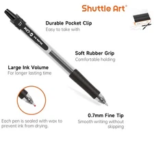 100 Pack Retractable Black Gel Pens with Comfortable Grip for Effortless Writing