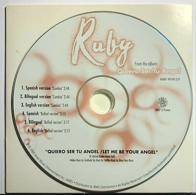 Ruby - Quiero Ser Tu Angel (CD, Maxi-Single, Mixed, Promo) 2000