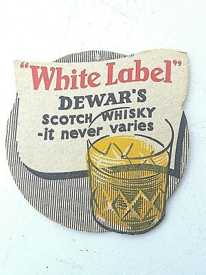 Vintage DEWAR'S ~ ''White Label'' Scotch Whiskey Cat No'02 Bierdeckel / Untersetzer