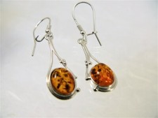 Bernstein Ohrringe 925 Silber Länge 45 mm Farbe Cognac Damen Amber BO552-M