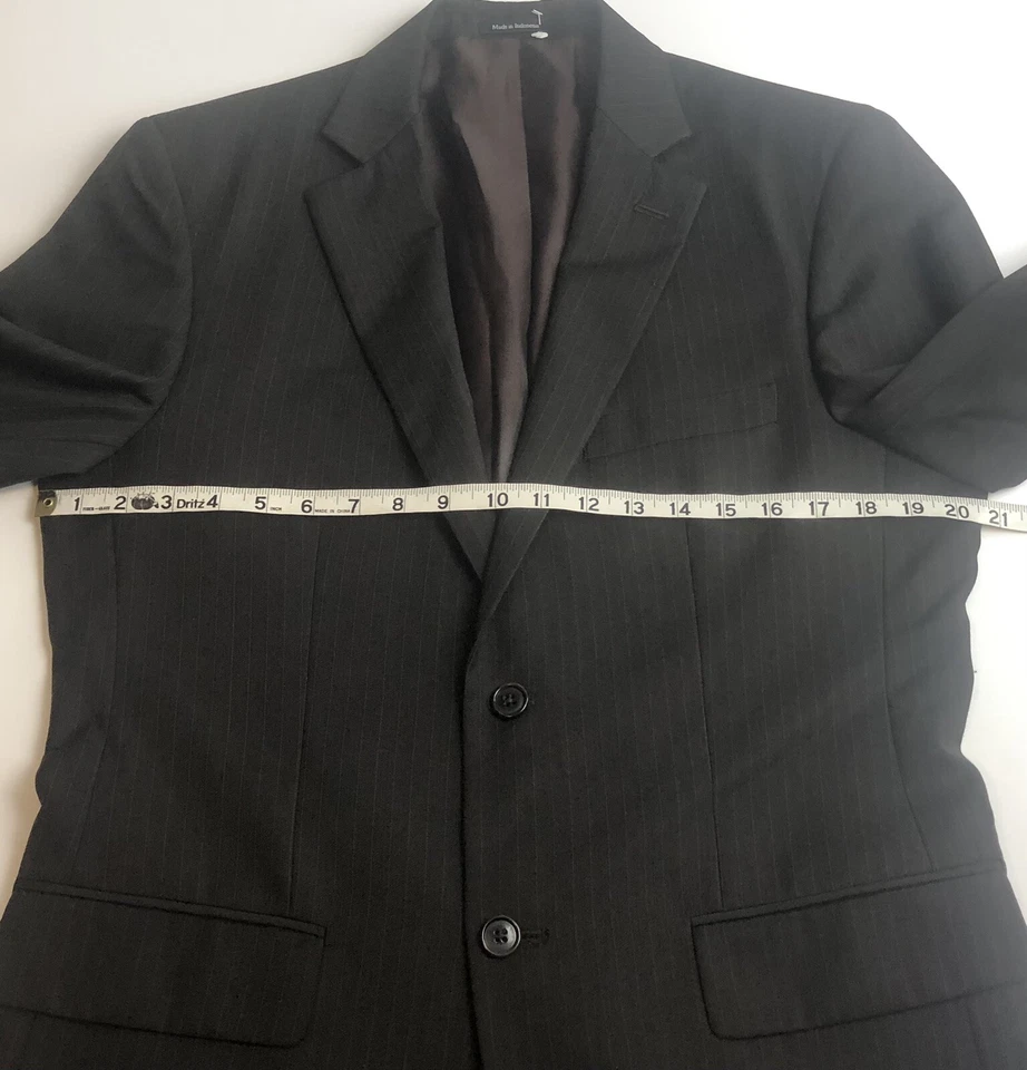 CHAQUETA DE TRAJE CHAQUETA WILKE-RODRIGUEZ Para Hombres 40R Negra Lana a Rayas Abrigo Deportivo Blazer Usado en Excelente Condición Foto 3 de 4