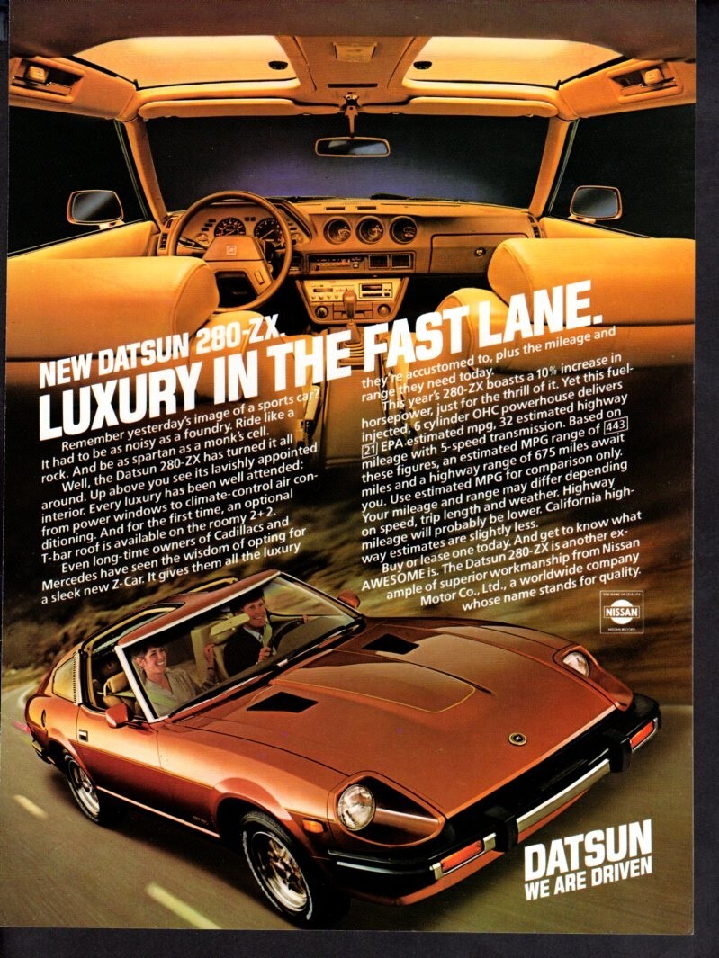 Vintage advertising print Car Auto 1980s ad Datsun 280-ZX Fast