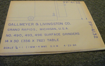 Gallmeyer & Livingston 493 Surface Grinder Electrical Schematic Manual FP4132 xz