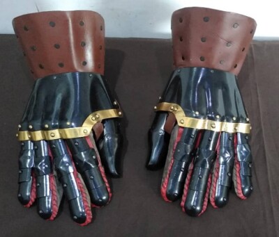 Wisby gauntlet, Medieval Gauntlets Large 16G Steel Mild steel Leather Glove