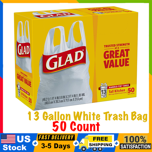 Glad® Tall Kitchen HandleTie® Trash Bags 13 Gallon White Trash Bag