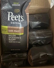 Peet's Coffee Decaf French Roast, Dark Roast Ground Coffee 10.5 oz 6Bag Check Bb