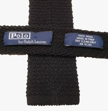 VTG Polo Ralph Lauren Made in Italy Square End Tie Wool Knit Necktie 55x2.25"