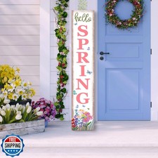 Hello Spring Porch Sign Watercolor Flowers Front Door Hanging Decorations Ind