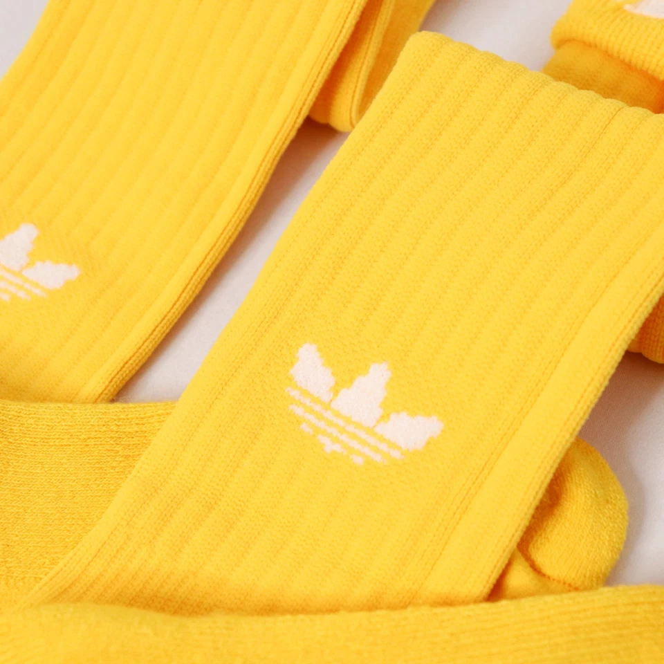 Calcetines de tubo de trébol Adidas vintage de los 80 amarillos y blancos a rayas NOS Foto 2 de 4