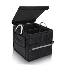Small Trunk Organizer With Lid, For SUV Car Truck, Black 28L, Foldable