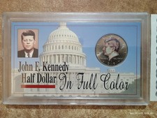 John F. Kennedy Colorized Half Dollar in Display Case with COA