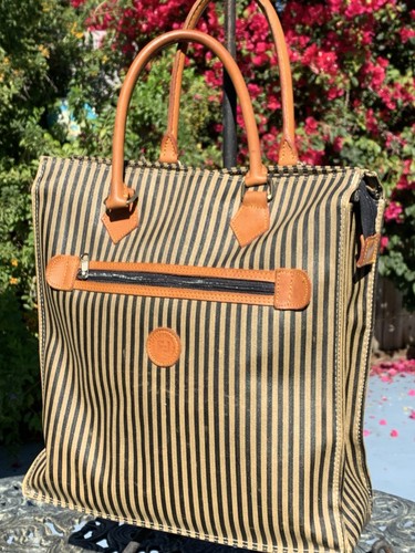 Fendi Pequin - Roma Italy 1925 schwarz braun gestreift - Handtasche Beuteltasche Vintage - Bild 4 von 24