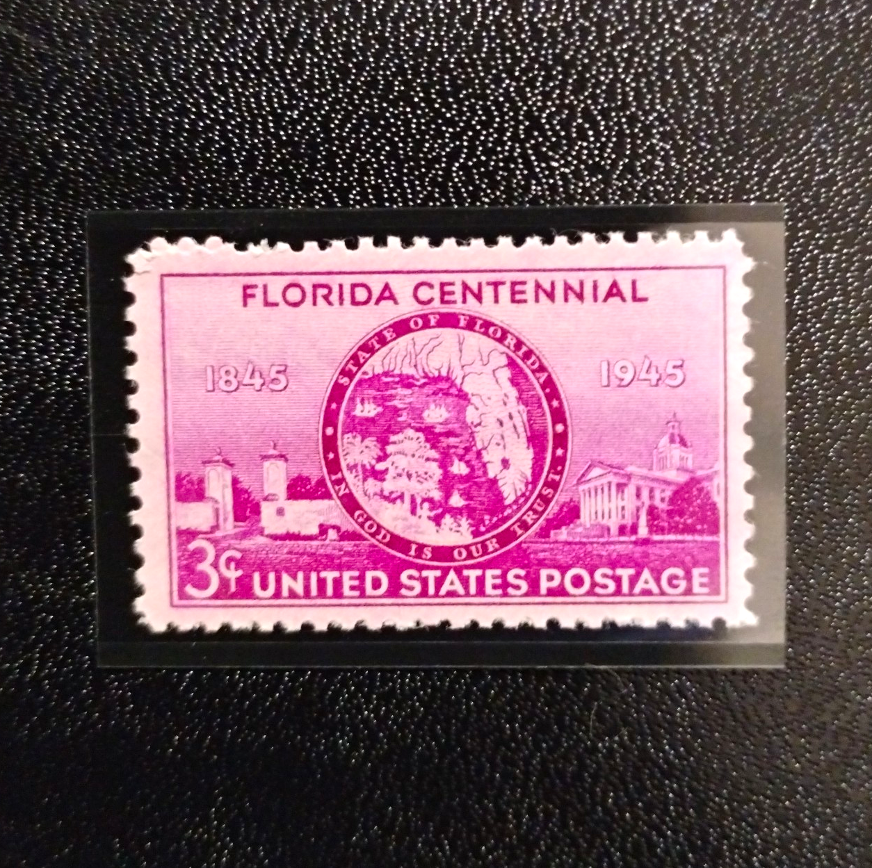 US Florida Centennial 1845-1945 3c Postage Stamp, Purple/Pink, 1941-1950