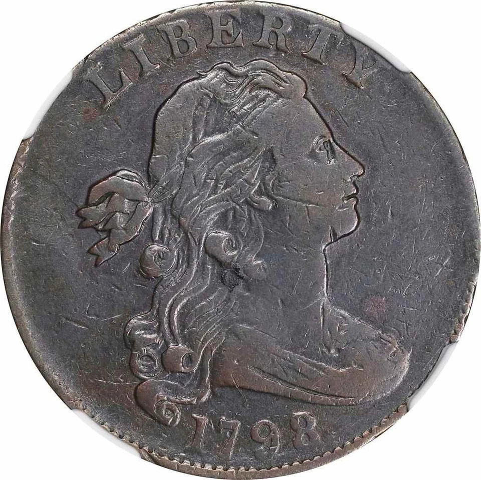 1798 Draped Bust Design Large Cent 2nd Hair Style NGC Graded VF 25 Brown (S-170) - Image 2 of 4