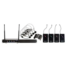 VocoPro Digital-Quad-B-500 4-Channel UHF Wireless Headset & Lapel Mic System