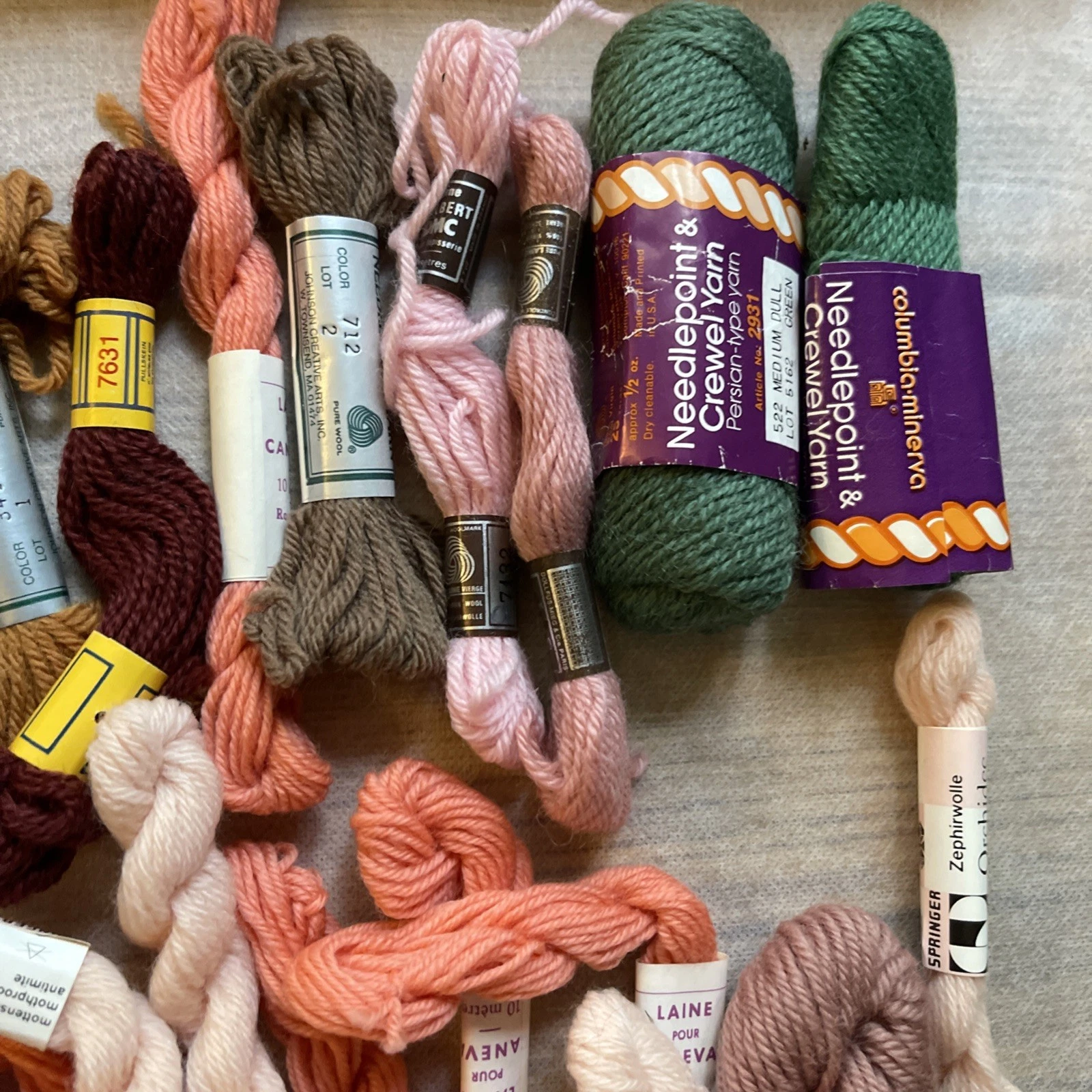 Lot 60 Vintage Wicking Yarn Crewel Embroidery Thread Cards Cross Stitch 15 Oz image 4