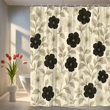 Elegant Floral Black and White Shower Curtain for Home Decor