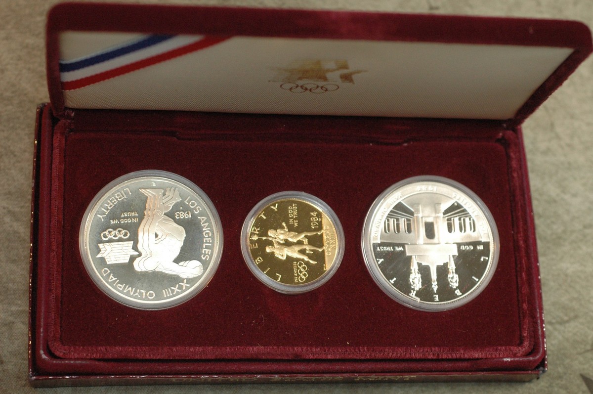 1983 / 1984 US Mint 3 Coin Olympic Gold and Silver Proof Set | eBay
