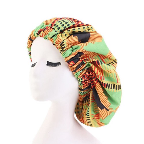 Sombreros de gorro forrados de satén grandes para mujer con estampado de belleza para dormir noche gorra cubierta para la cabeza