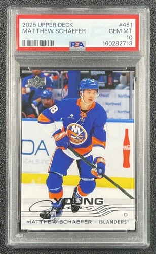 MATTHEW SCHAEFER PSA 10 2025-26 UPPER DECK #451 ROOKIE YOUNG GUNS RC 2713