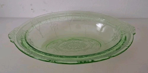 Vintage Green Cameo Ballerina Depression Uranium Glass Vegetable Bowl