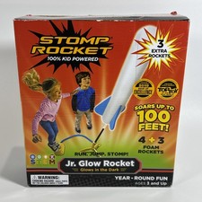 Stomp Rocket Jr Glow Rocket Launcher for Kids, 7 Rockets - Glow in The Dark Fun