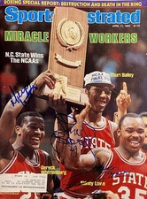 Thurl Bailey, Whittenburg & Lowe NC State Autographed Sports Illustrated 4/11/83