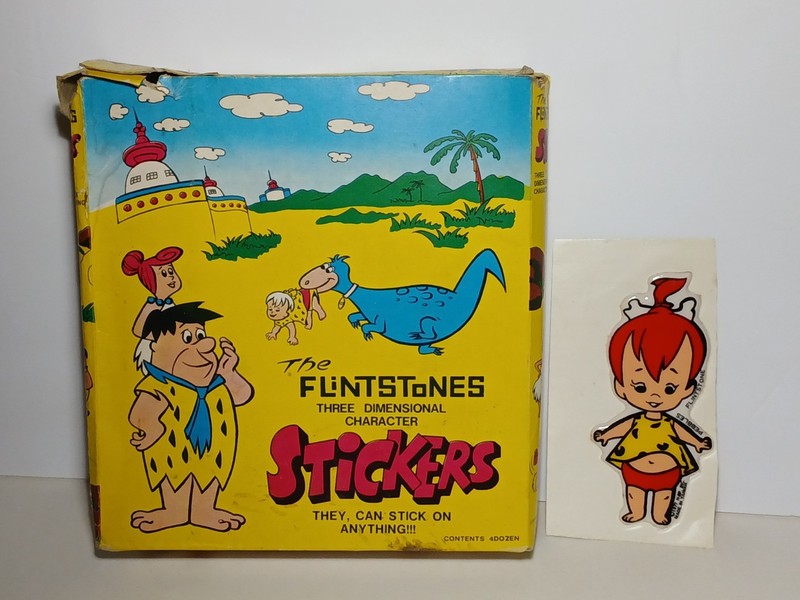 Empty 1977 Old Vintage Flintstones 3D Puffy Stickers Original Box Hanna-Barbera