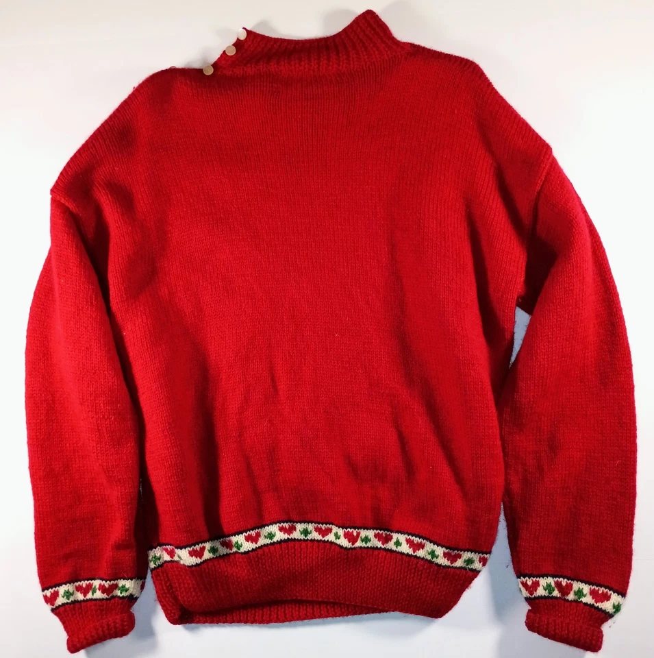 South Wool Santa Clause Christmas Sweater Small 100% Hand Knit Virgin Wool - Image 2 of 3