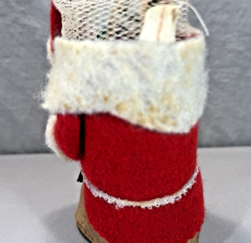 Contenitore natalizio vintage Babbo Natale in scarpone porta caramelle in feltro e cartapesta - Foto 16 di 16