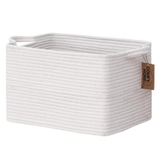 Cotton Rope Woven Storage Basket Handles Shelves Toys Book Organizer Bin